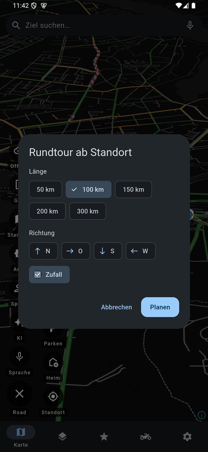 Werkzeug-Menü mit Rundtour, Heim, KI