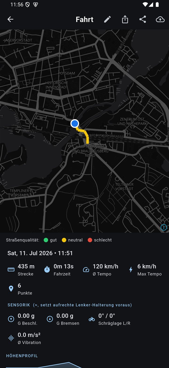 Schwarm-Straßenqualität — Fahrt-Auswertung mit gut/neutral/schlecht